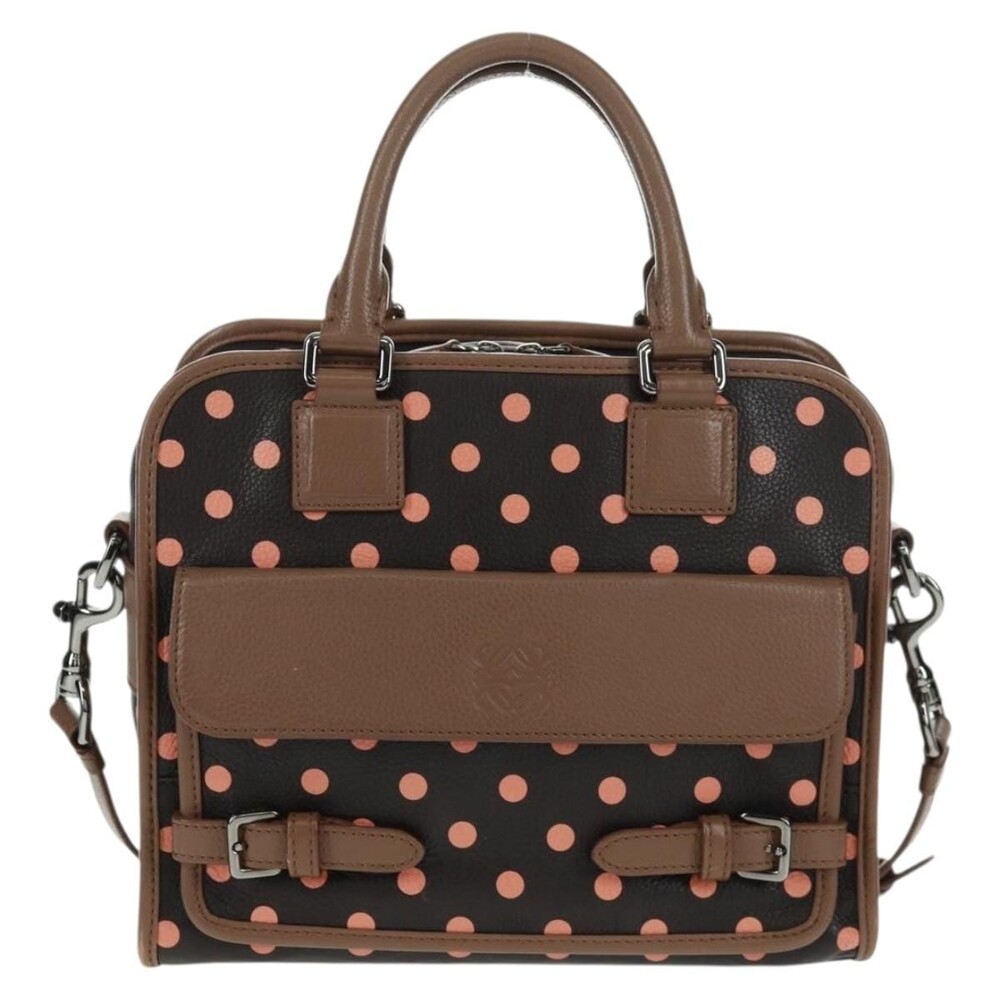 Loewe Leather Cruz Handbag Dark Brown